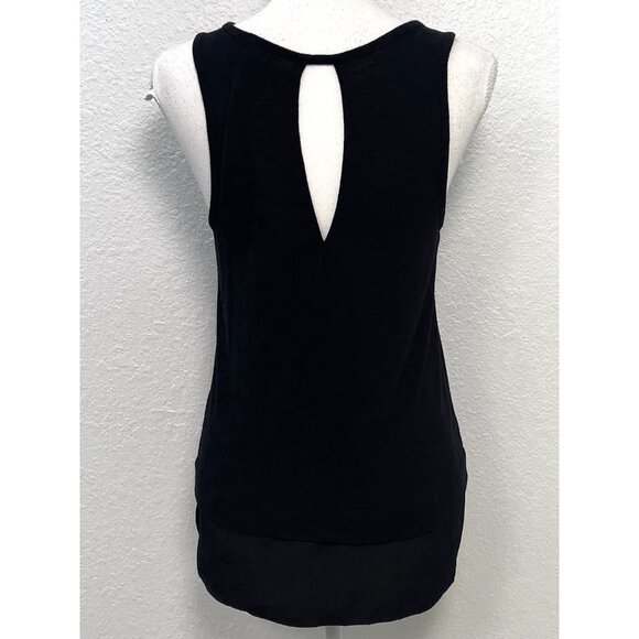 J.CREW Womens SMALL Black Lagenlook Knit TANK TOP Keyhole Relaxed Boho J1050 EUC - Picture 2 of 7